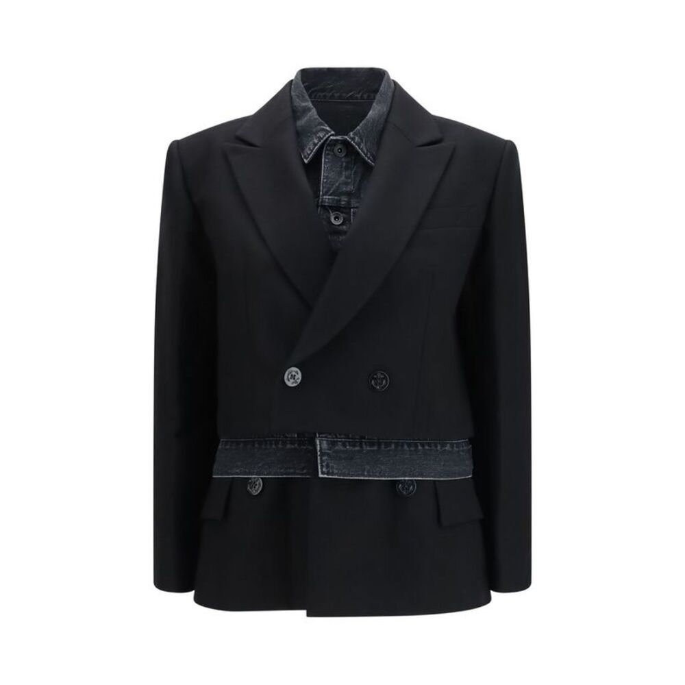 Sacai Black Wool Oves Aries Denim Women's Jacket